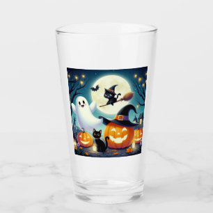 Verre Mignonne, citrouille d'Halloween, chat & fantôme