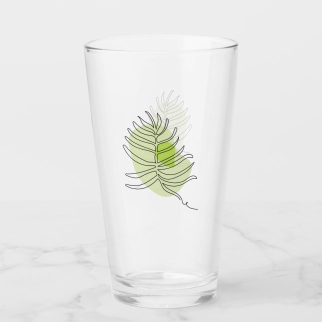 Verre Mignonne ligne art tropical isolé feuillage vert (Devant)