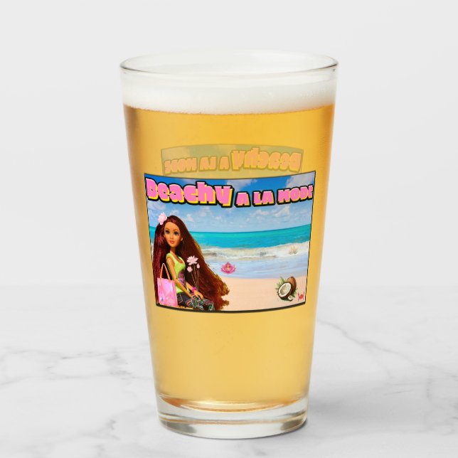 Verre Mikitiez Thaïlande plage de coco lotus rose blanc (Devant (rempli))