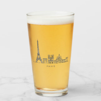 Verre Minimalist Paris Skyline Line Art