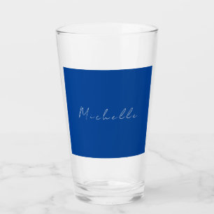 Verre Minimaliste tendance moderne écrit à la main bleu