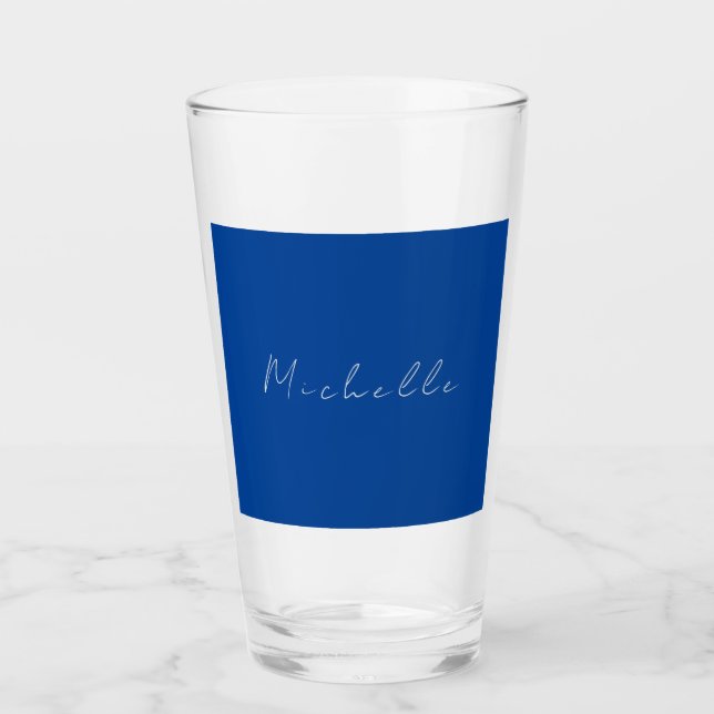 Verre Minimaliste tendance moderne écrit à la main bleu (Devant)