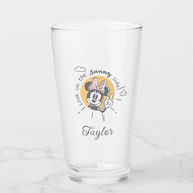 Verre Minnie Mouse | Côté soleil | Ajouter Votre Nom (Devant)