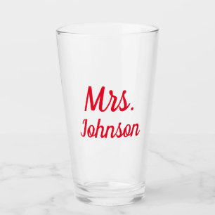 Verre Mme Femme Couple Monogram Rouge Bold Nom Cadeau