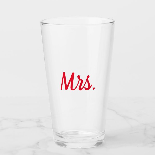 Verre Mme Femme Couple Monogramme Rouge Bold Personnalis (Devant)