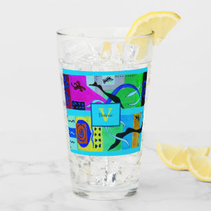 Verre Mode bleue Inspiration Abstraite de Matisse