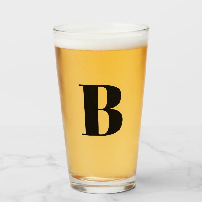 Verre Modern Monogram Initial Beer  (Devant (rempli))