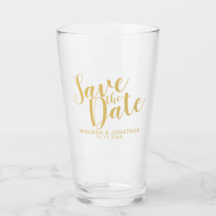 Verre Modern Script Gold Wedding Enregistrer la date