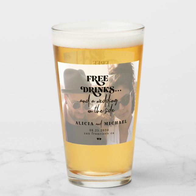 Verre Moderne 2 photos boissons gratuites mariage enregi (Devant (rempli))