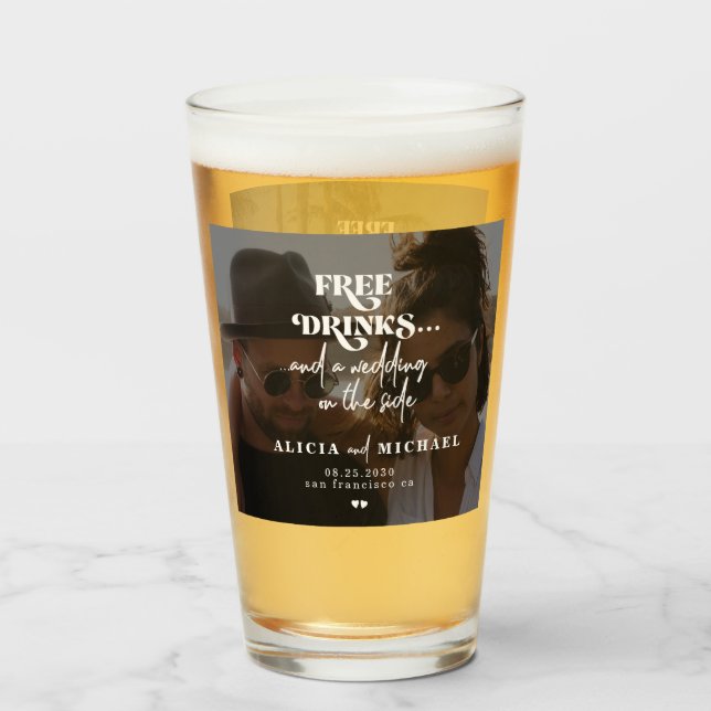 Verre Moderne 2 photos boissons gratuites mariage enregi (Devant (rempli))