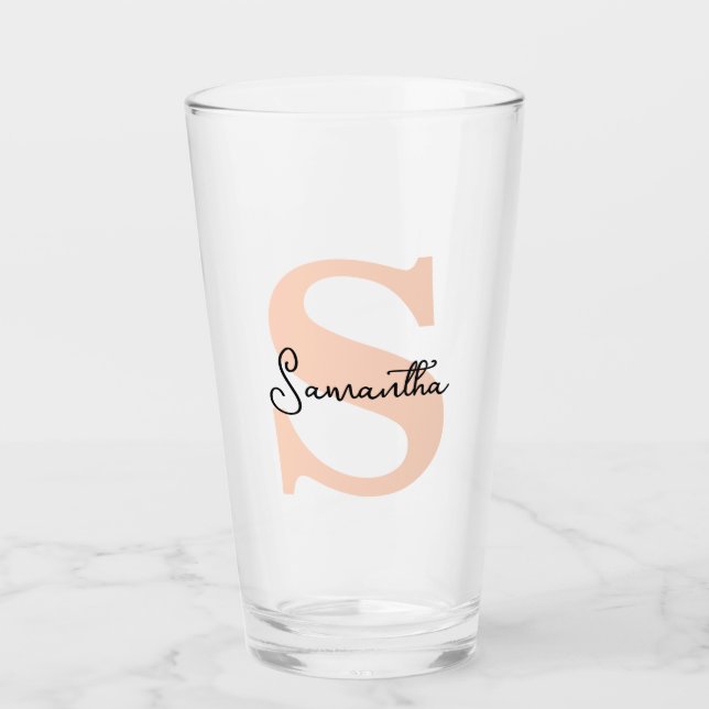 Verre Moderne Elégant Personnalisé Monogramme rose initi (Devant)