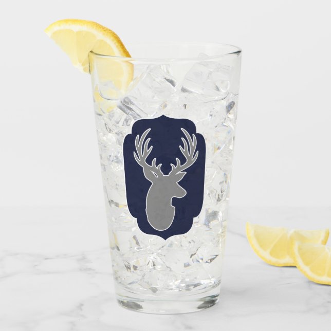 Verre Moderne Rustic Grey Deer & Navy Bracket (Devant glace)