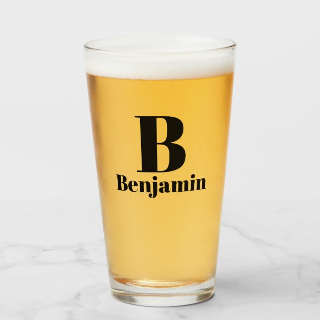 Verre Monogram Name Simple Beer (Devant (rempli))