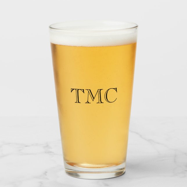 Verre Monogramme classique Noir INITIALS Mariage Barware (Devant (rempli))