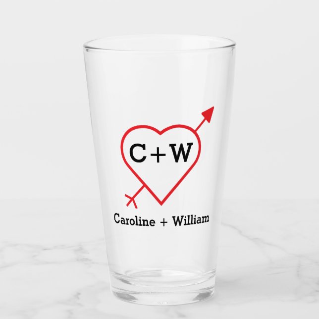 Verre Monogramme Coeur Et Flèche (Devant)