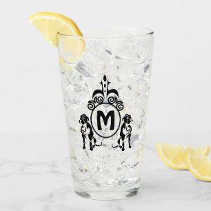 Verre Monogramme de deux chiens de garde