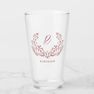 Verre Monogramme de famille Vintage rouge esquissé