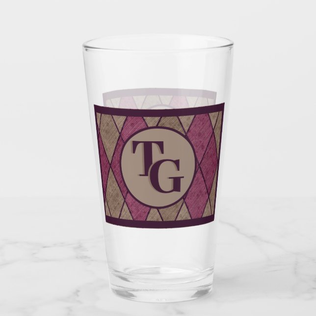 Verre Monogramme de Jacquard de diamant rouge classique  (Devant)