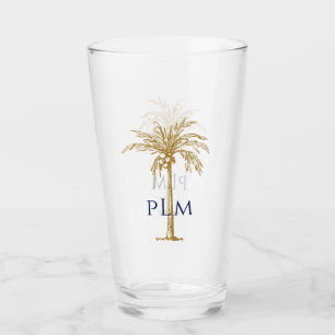 Verre Monogramme de la marine sur palmier d'or tropical 