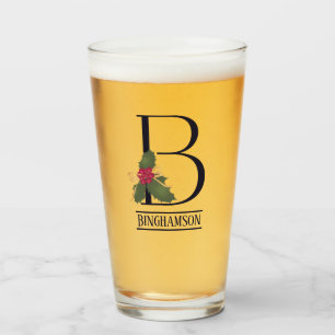 Verre Monogramme de Noël B Bière personnalisée