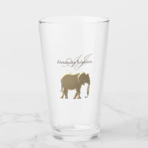 Verre Monogramme d'éléphant d'or élégant