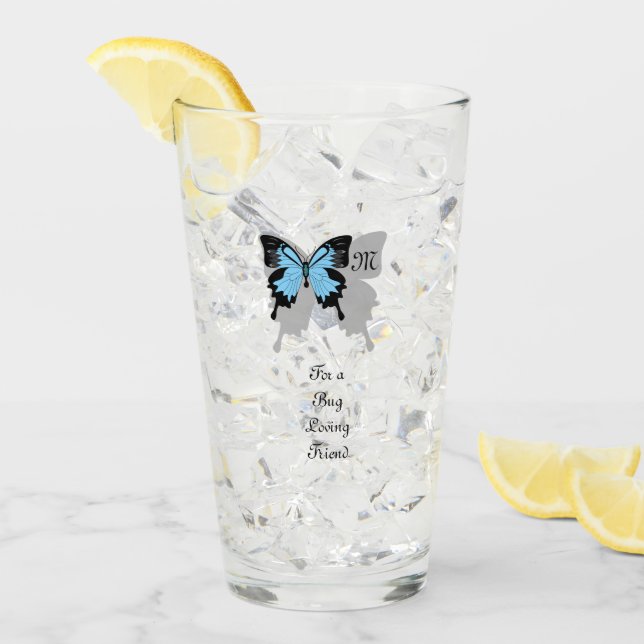 Verre Monogramme d'ombre à papillon bleu (Devant glace)