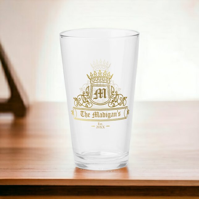 Verre Monogramme d'or victorien Texte Couronne Barre de  (Créateur téléchargé)