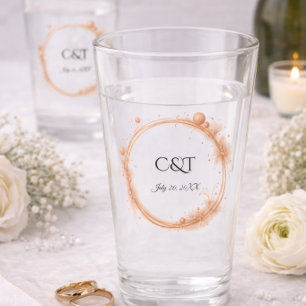 Verre Monogramme élégant de couple de mariage Rose Gold