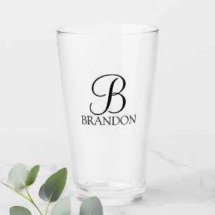 Verre Monogramme et nom de script personnalisé classique