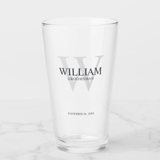 Verre Monogramme et nom personnalisés des garçons d'honn (Devant)