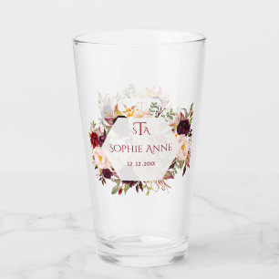 Verre Monogramme géométrique floral du Marsala de Bourgo