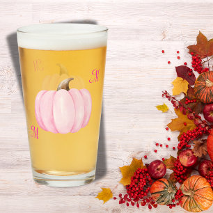 Verre Monogramme initial avec Citrouille rose