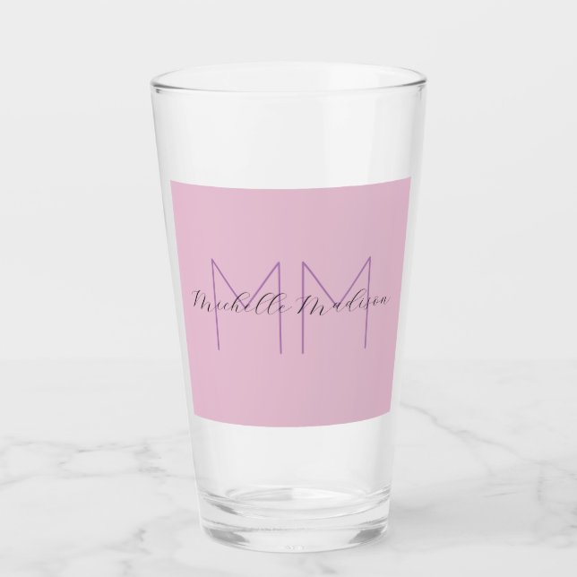 Verre Monogramme Moderne Minimaliste Nom Initiales (Devant)