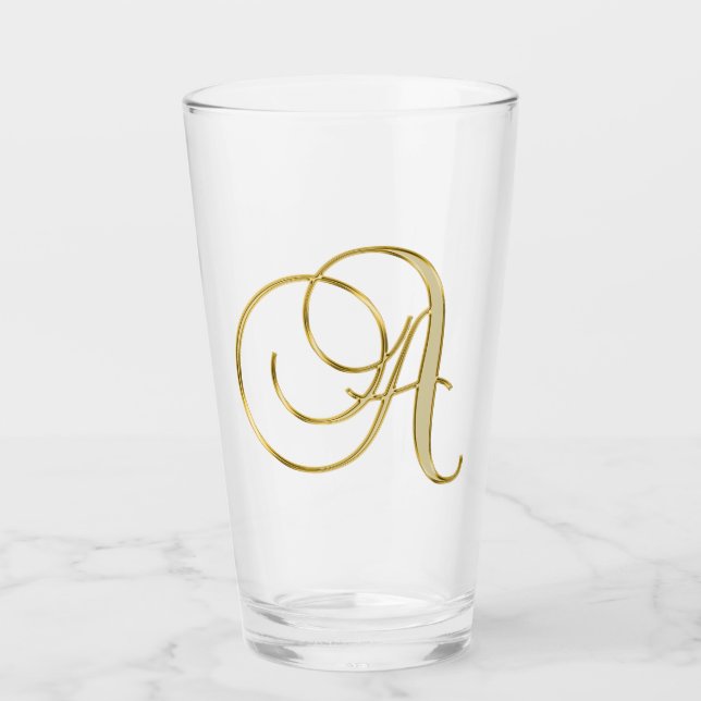 Verre Monogramme Or A (Devant)