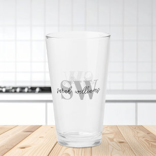 Verre Monogramme personnalisé moderne Nom initial