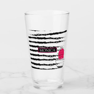Verre Monogramme rayé Cactus rose