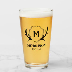 Verre Monogramme rustique Antler & Shield