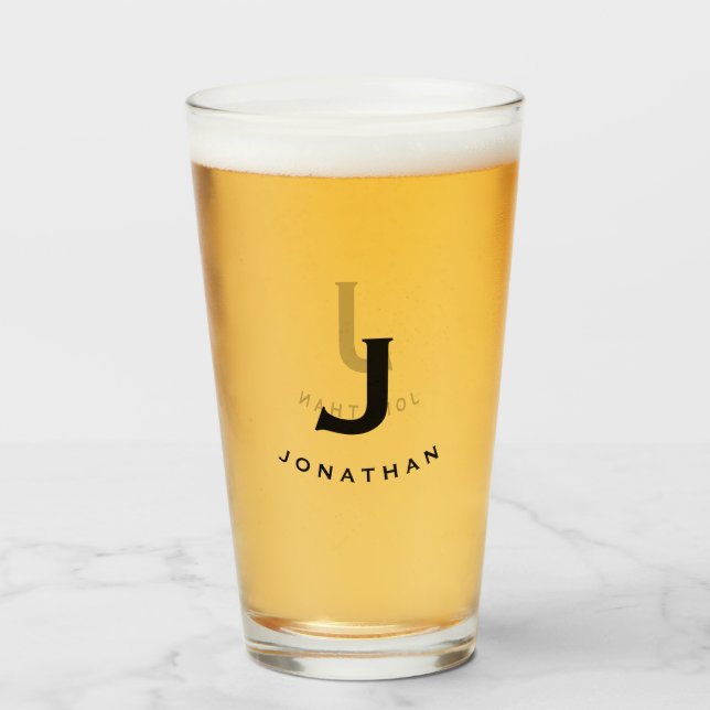Verre Monogramme simple initial et nom (Devant (rempli))