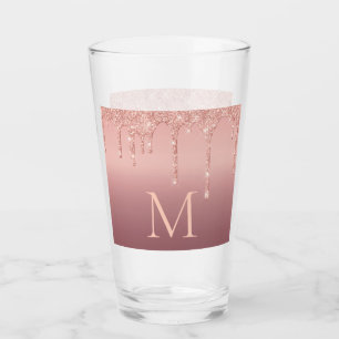 Verre Monogramme Votre Lettre Rose Or Parties scintillan