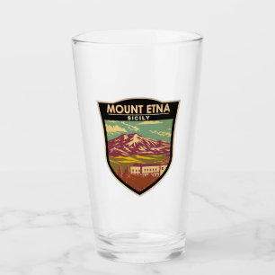 Verre Mont Etna Sicile Voyage Art Vintage