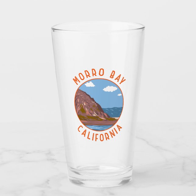Verre Morro Bay California Retro Cercle en détresse (Devant)