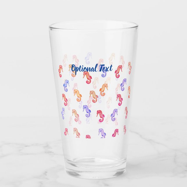 Verre Motif des hippocampes colorés (Devant)