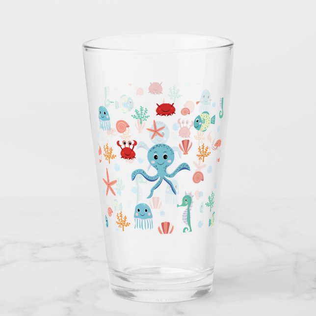 Verre Motif du monde marin (Devant)