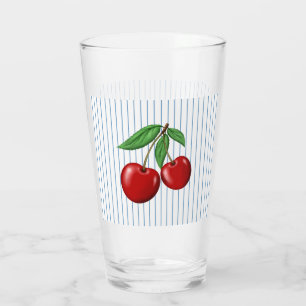 Verre Motif graphique des cerises rouges sur les bandes