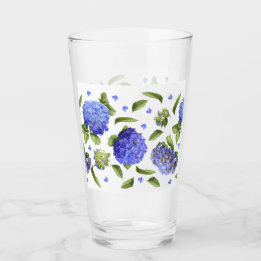 Verre Motif Hydrangeas Bleus
