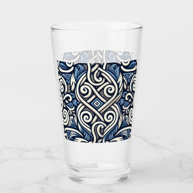 Verre Motif moderne grec bleu et blanc (Devant)