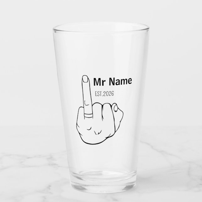 Verre Mr Newly Wed Personalised Engagement Ring Finger  (Devant)