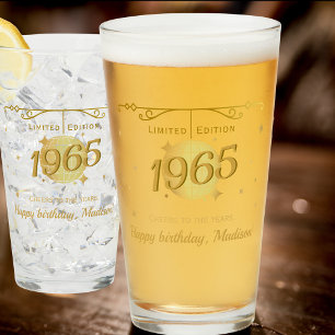 Verre Né en 1965 60e anniversaire fête boissons bière