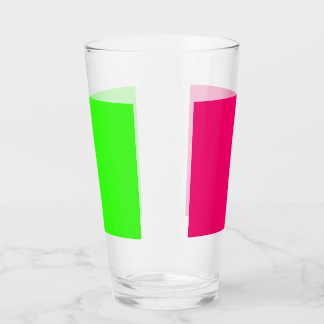 Verre Neon Green & Pink Pint Glass Cup - Personnalisable (Gauche)