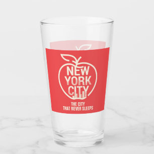 Verre NEW YORK VILLE Big Apple Skyline Red Modern